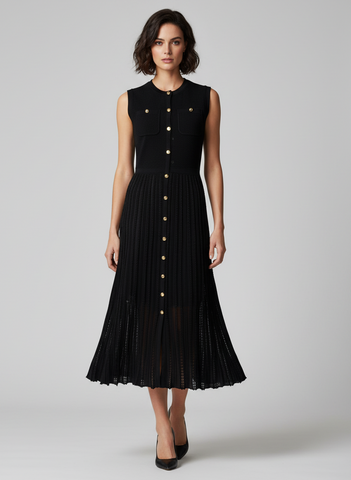 Structured Bodice Pockets Knit Dress