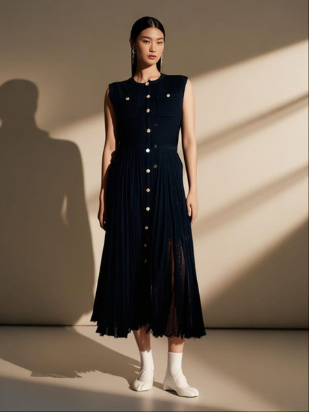 Structured Bodice Pockets Knit Dress