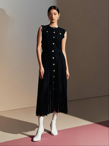 Structured Bodice Pockets Knit Dress