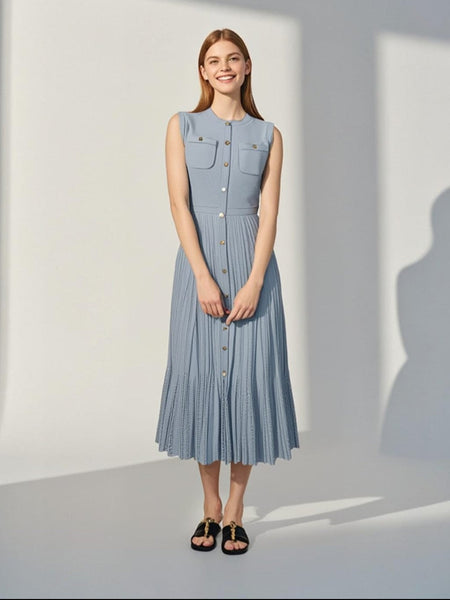 Structured Bodice Pockets Knit Dress