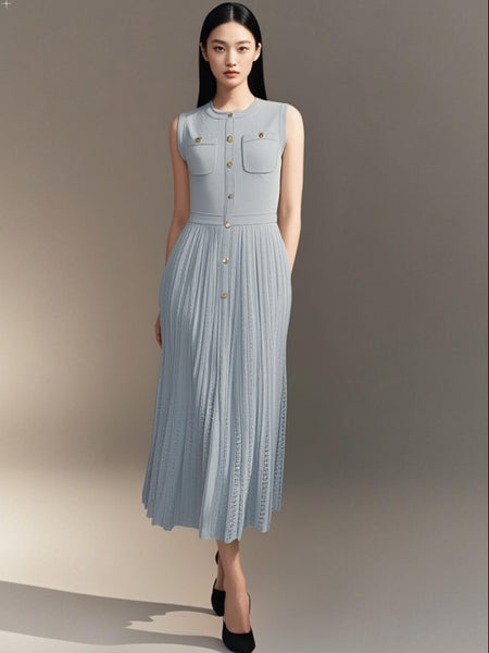 Structured Bodice Pockets Knit Dress