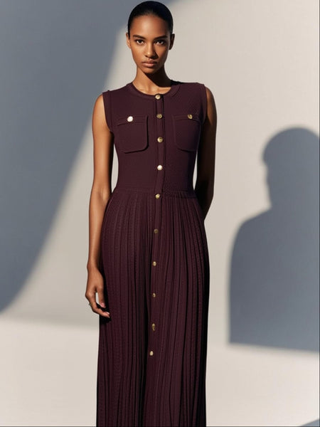 Structured Bodice Pockets Knit Dress