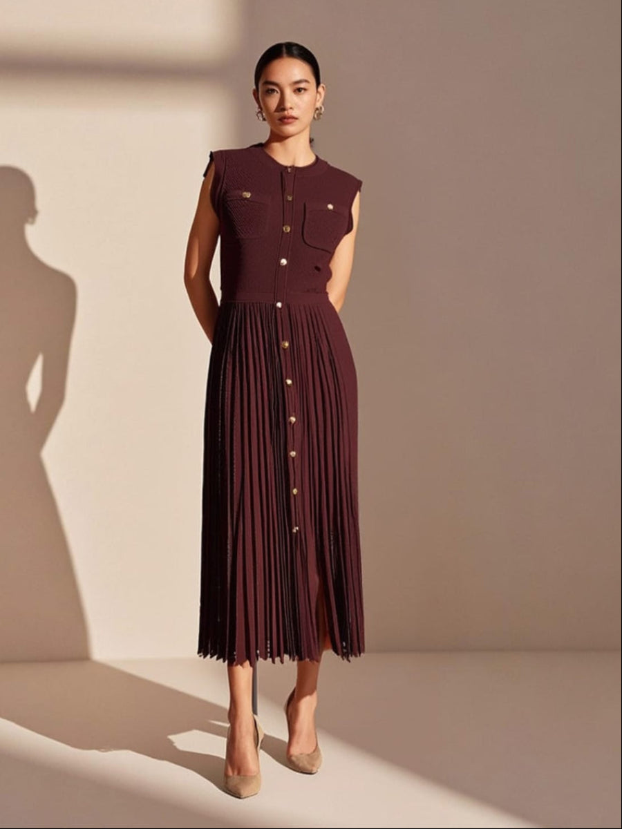 Structured Bodice Pockets Knit Dress