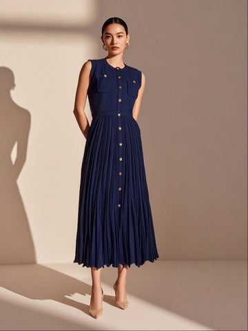 Structured Bodice Pockets Knit Dress