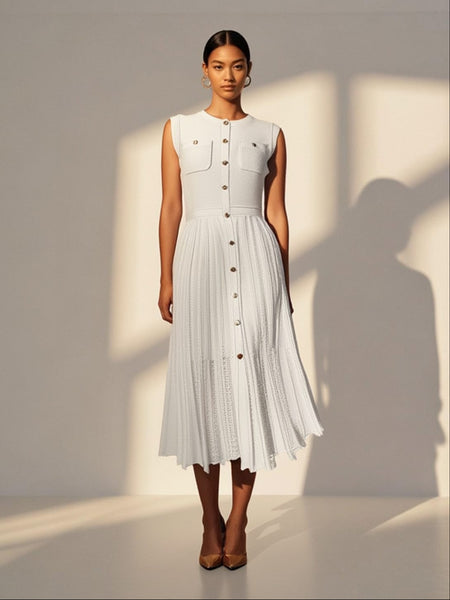 Structured Bodice Pockets Knit Dress