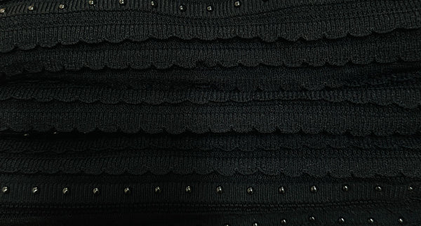 Stripes Ruffle Hem Studs Long Dress