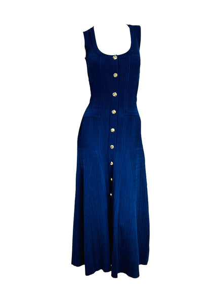 Square Neckline Fitted Bodice Knit Dress