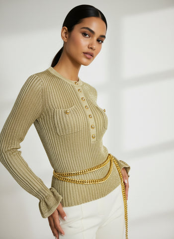 Ribbed Knit Fitted Silhouette Top