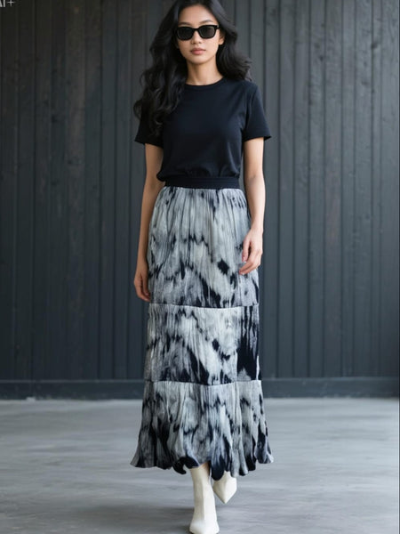 Tie-Dye Tiered Skirt