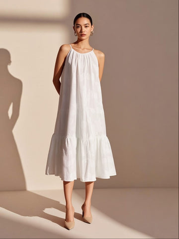 Jacquard Ruffle Hem Dress