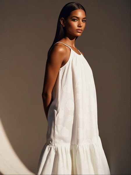 Jacquard Ruffle Hem Dress