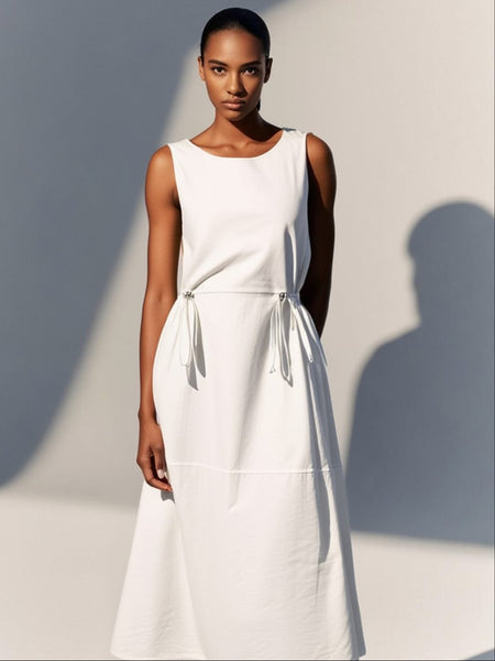 Drawstring Waist A-Line Dress