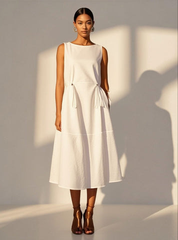 Drawstring Waist A-Line Dress