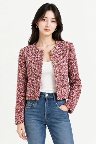 Multitone Tweed Cropped Jacket