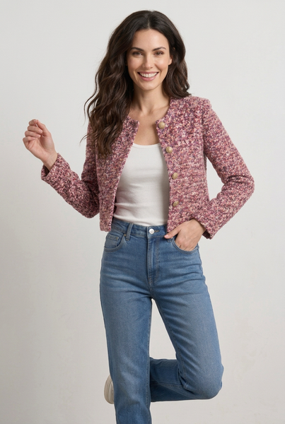 Multitone Tweed Cropped Jacket