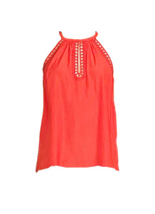 6250008 Lace Trimmed Halter Top*Red