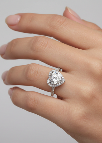 925 Silver Heart Diamond Ring