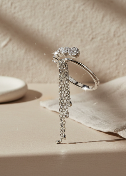 925 Crystal Tassel Ring