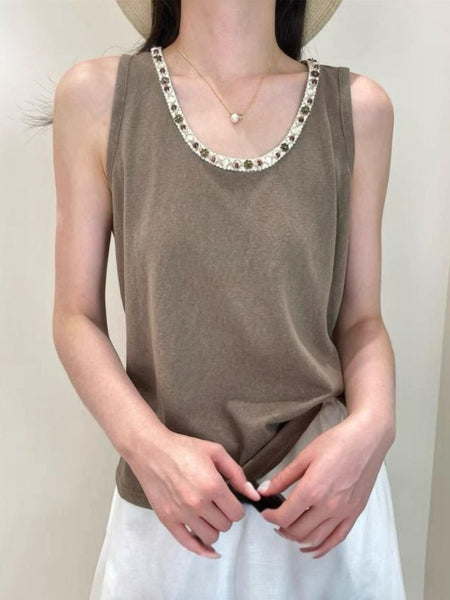 6250004 Embellished Tank Top