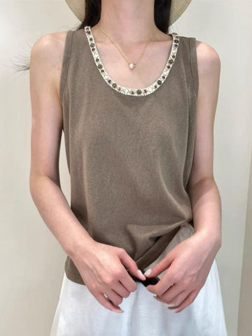 6250004 Embellished Tank Top