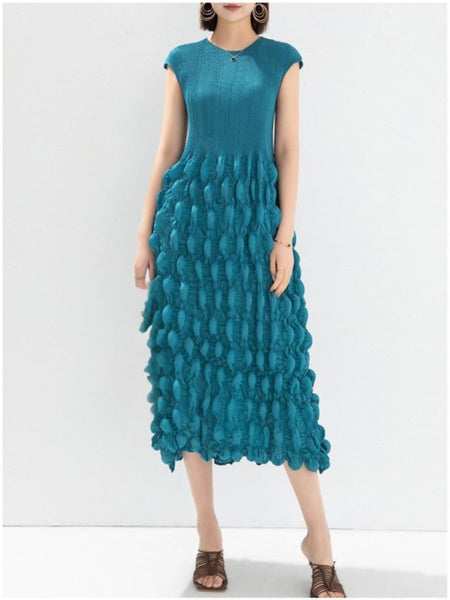 O240002 Bubble Pleated Dress