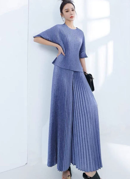 3250088 Short Sleeve Pleated Top & Pants Set *Last Set