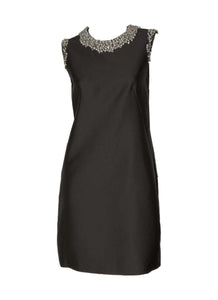 3250031 Pearl Embellished Shift Dress *Black