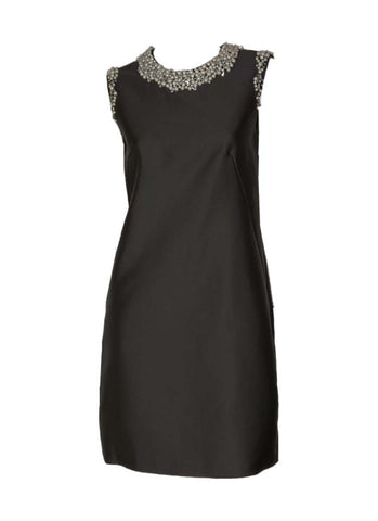 3250031 Pearl Embellished Shift Dress *Black