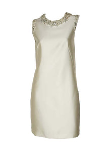 3250031 Pearl Embellished Shift Dress *Apricot