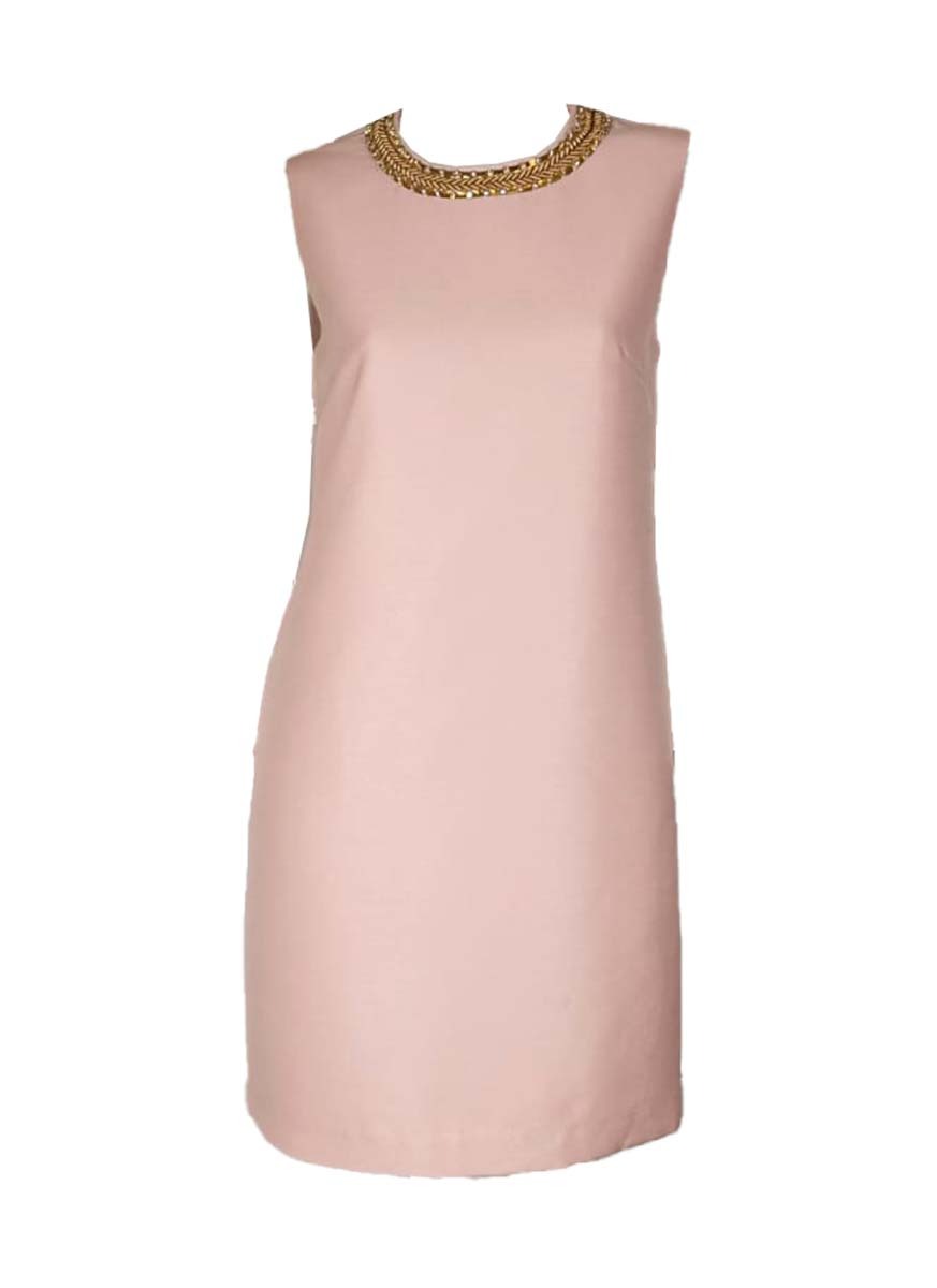 3250033 Collar Embellished Shift Dress *Pink