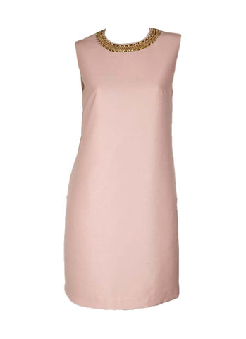 3250033 Collar Embellished Shift Dress *Pink
