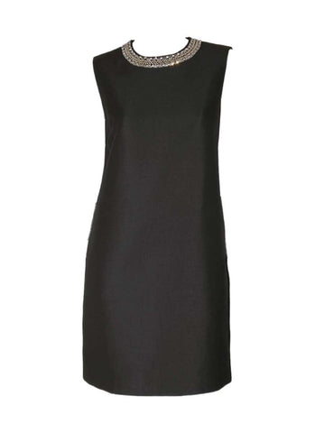 3250033 Collar Embellished Shift Dress *Black