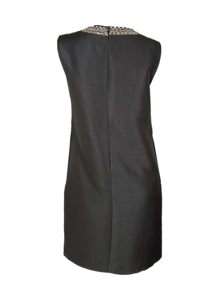 3250033 Collar Embellished Shift Dress *Black