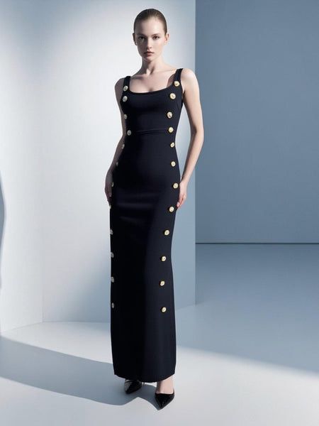 O240043 Low Cut Sleeveless Suspender Dress