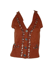 8250027 Crystal Detailed Sleeveless Top