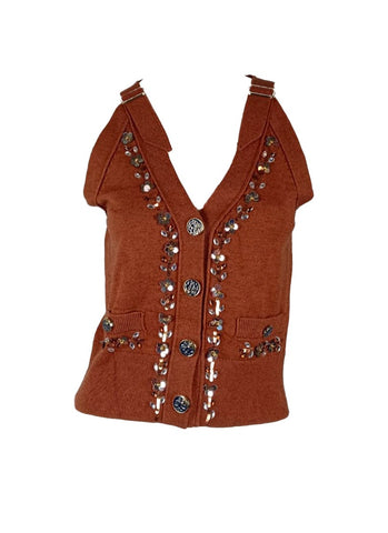 8250027 Crystal Detailed Sleeveless Top