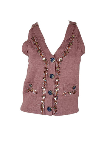 8250027 Crystal Detailed Sleeveless Top