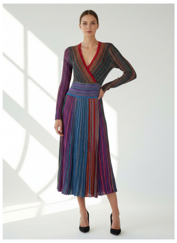 Radiant Stripes Midi Dress