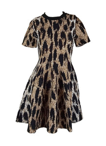 8250026 Leopard Printed Flare Dress