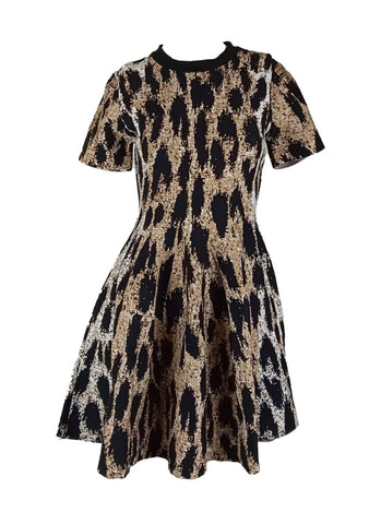 8250026 Leopard Printed Flare Dress