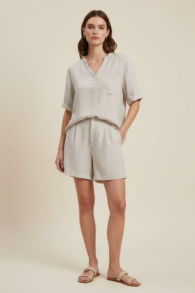 Relaxed Fit Linen Shorts Set