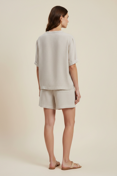 Relaxed Fit Linen Shorts Set