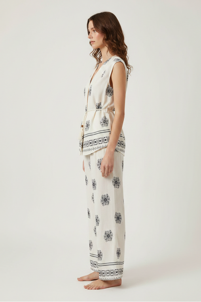 Small Motifs Wide-leg Pants Set