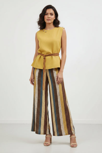 Monochrome Top & Striped Palazzo Pants