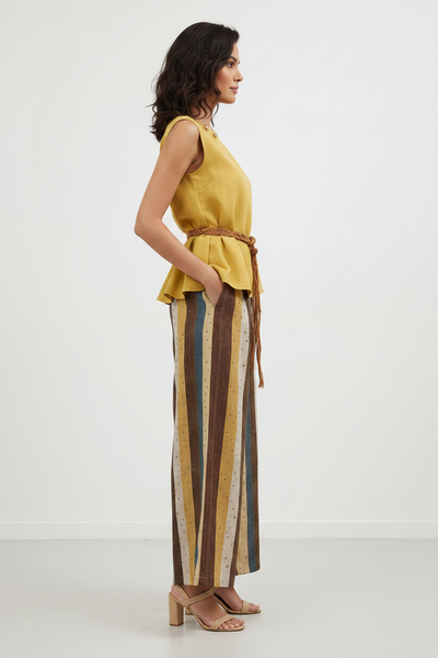 Monochrome Top & Striped Palazzo Pants