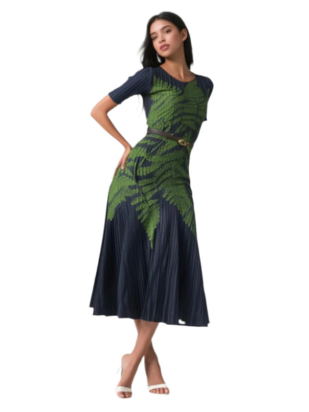 6250018 Print Pleated Maxi Dress