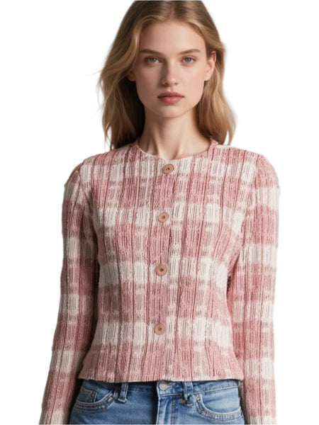 3250080 Long Sleeve Pleated Tweed Jacket