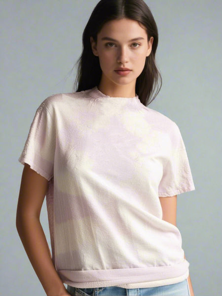 7250017 Crinkled Dyed Short Sleeve Top