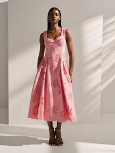6250007 Embroidered Long Dress