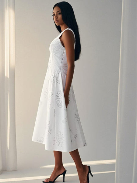 6250007 Embroidered Long Dress